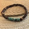 Imperial Jasper and Coconut Beaded Bracelet for Men- Summer Surfer Wood and Gemstone Heishi Bead Bracelet