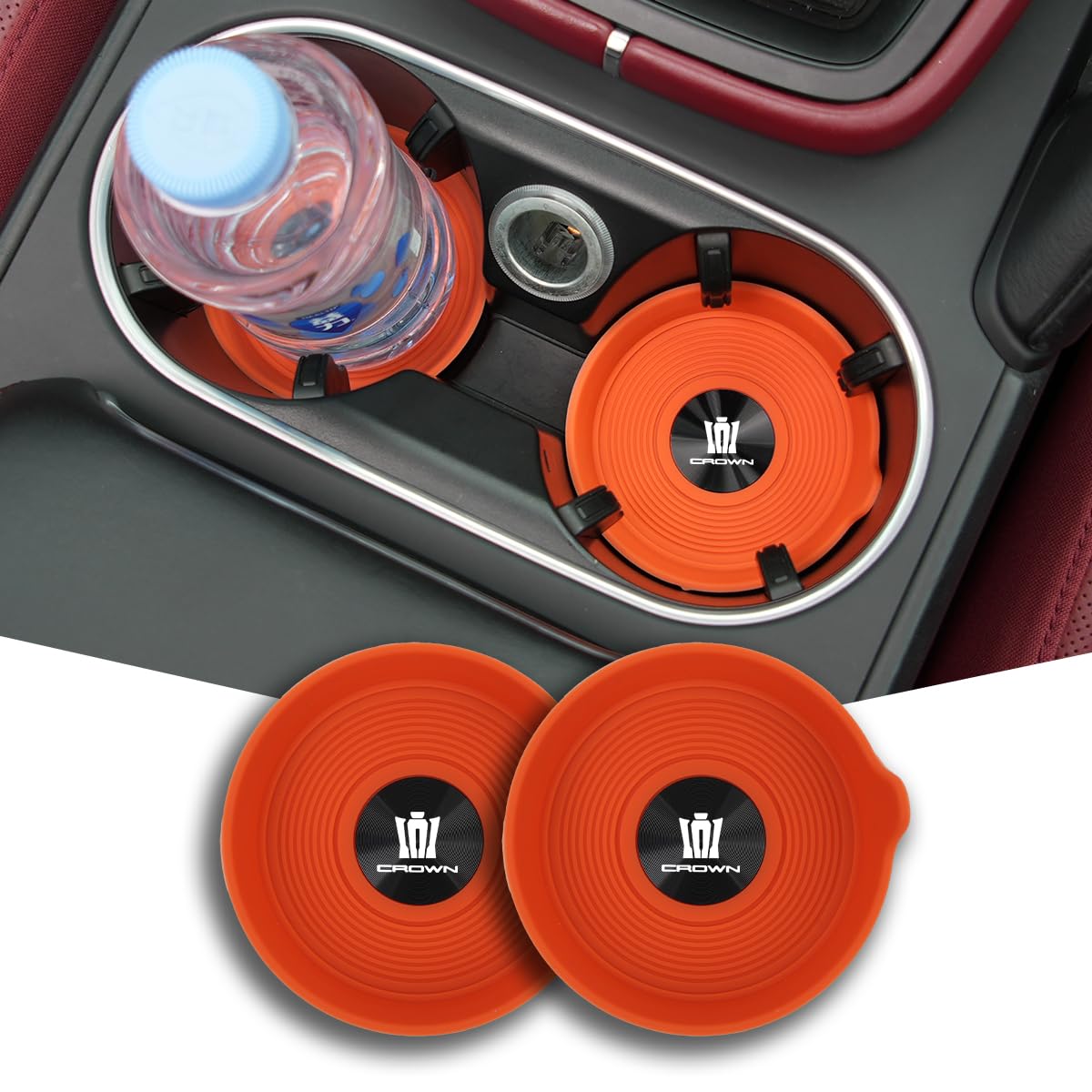 

silicone coasters with handles for the 70mm compatible with and 220 and easy to Car interior accessories Black Metal and Non-slip Crown, round,