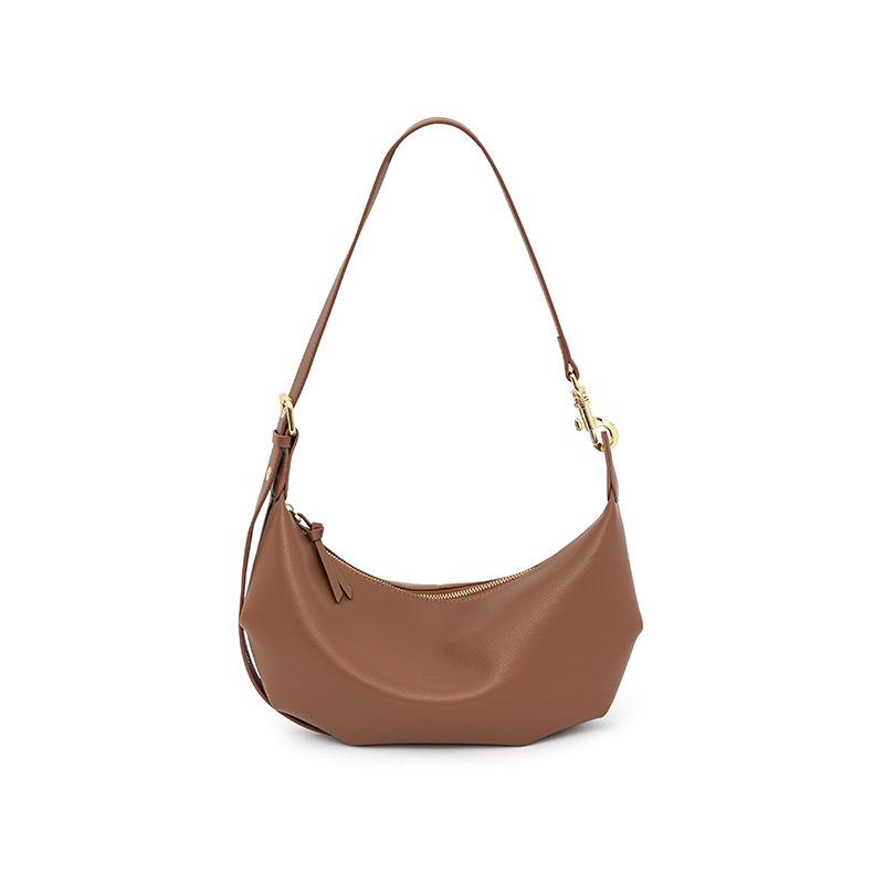 

Мягкая кожаная французская сумка через плечо, женская модная сумка на молнии, плиссированная сумка-мессенджер из коровьей кожи (30cm<Max Length<50cm) коричневый