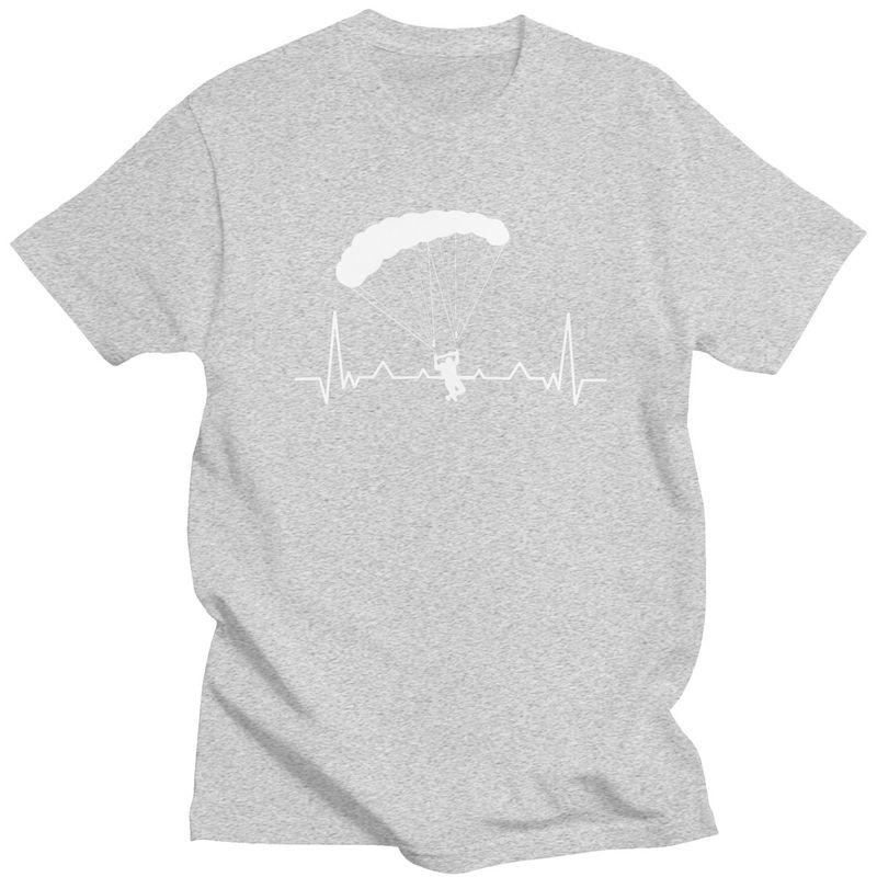 Custom Heartbeat Paraglider Extreme Sports Adventure Paragliding Tshirts for Men Short Sleeve Casual T Shirt Skydiving Tshirts