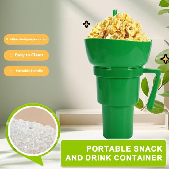 Snack And Drink Cup Reusable Popcorn Holder with Straw Leak-proof