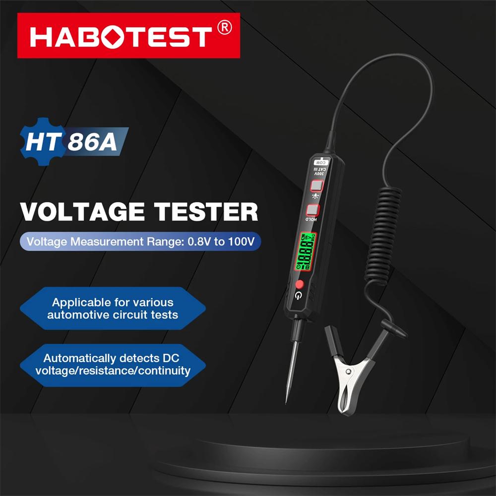 HABOTEST HT86A Car Voltage Detector Smart Voltage Tester Volt Pen Resistance Continuity Car Fault Maintenance Circuit Test Probe