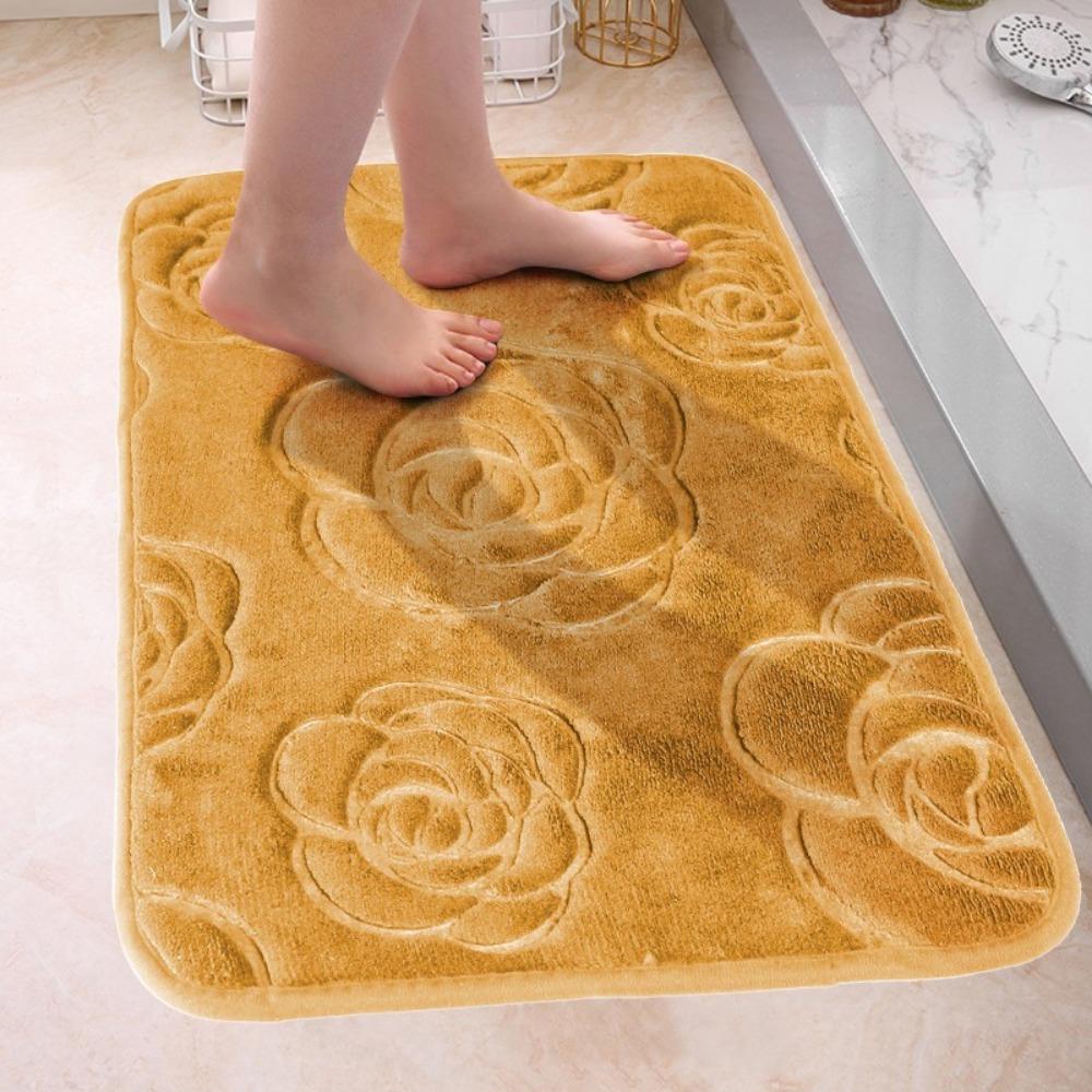 Tappetino da bagno con rose in rilievo Tappetino da bagno antiscivolo nel lavabo Vasca da bagno Tappeto da pavimento laterale Doccia Zerbino Memory Foam 3D Pad