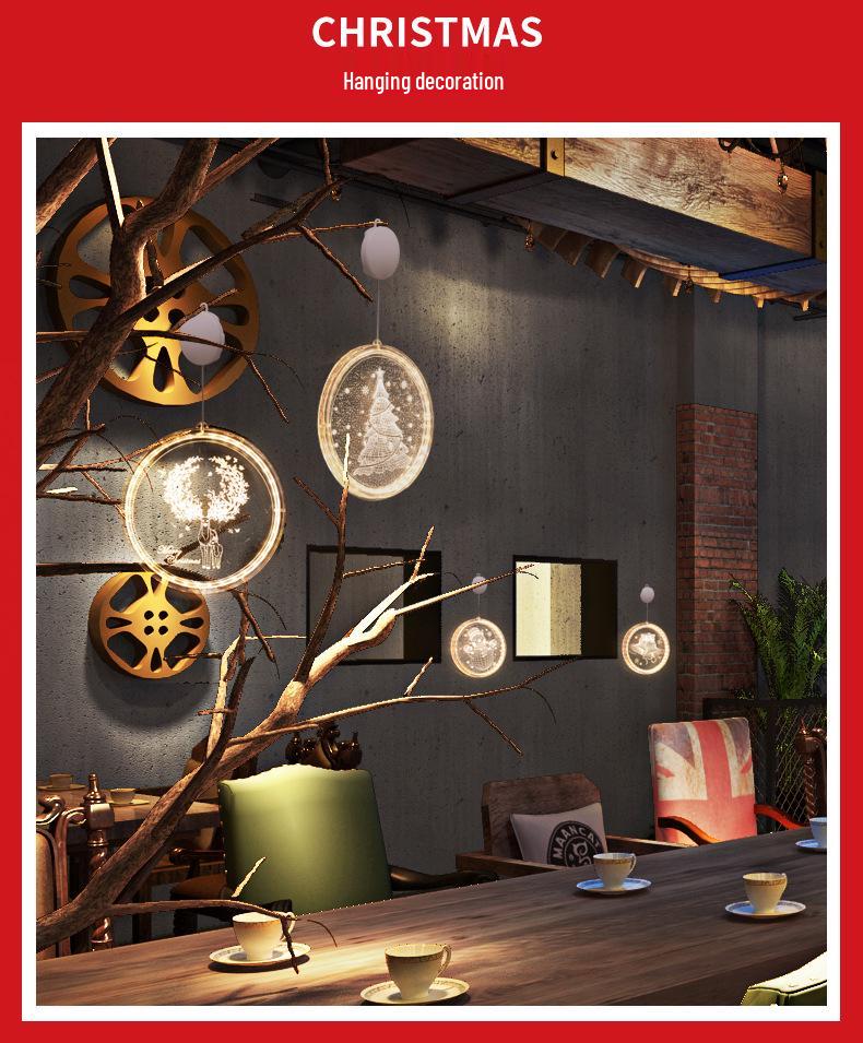 LED Neon Christmas Decoration Lights with 3D Letter Suction Cup, Acrylic Pendant, and Room Atmosphere Colored String Lights