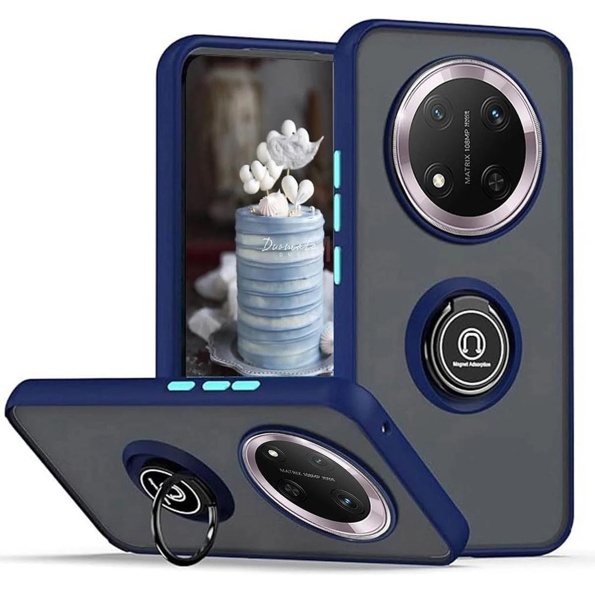 

Матовый чехол-броня для Honor Magic 7 Lite Pro X9c 5G, чехол с кольцом-держателем, магнитная подставка, противоударный чехол-накладка, Fundas Honor X9c темно-синий