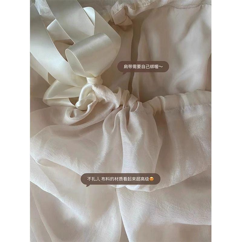 Pure wind straps premium white suspender dress women's summer Mori seaside beach vacation wind skirt