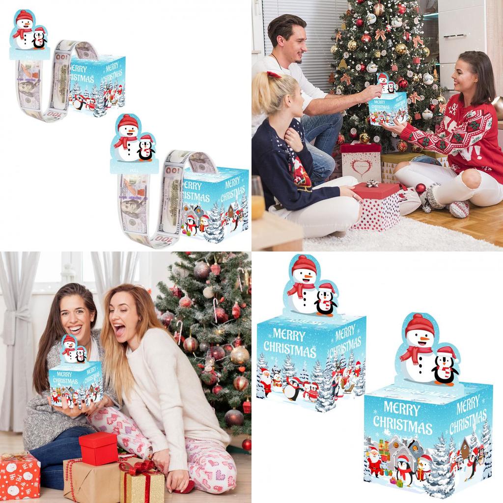 Penguin Christmas Snowman Design Gift Box For Seasonal Festival Celebration