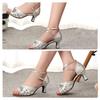 Gengzee Women's Modern Latin Dance Shoes, Adult High Heel Strap Ballroom Dance Shoes with Suede Sole, Silver, Size 23.0cm