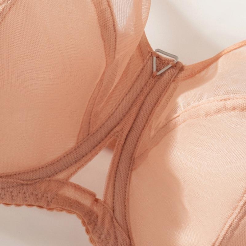 Large Size Thin Bra Set Large Chest Small Lace Bra Full Cup Women's Bra
