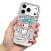 Case for iphone 14 Air 15 17 Pro 12 18 Pro Max XR 16 Plus 13 11 XS Max Silver Glitter Crackle Background Cinnamoroll with Cherry