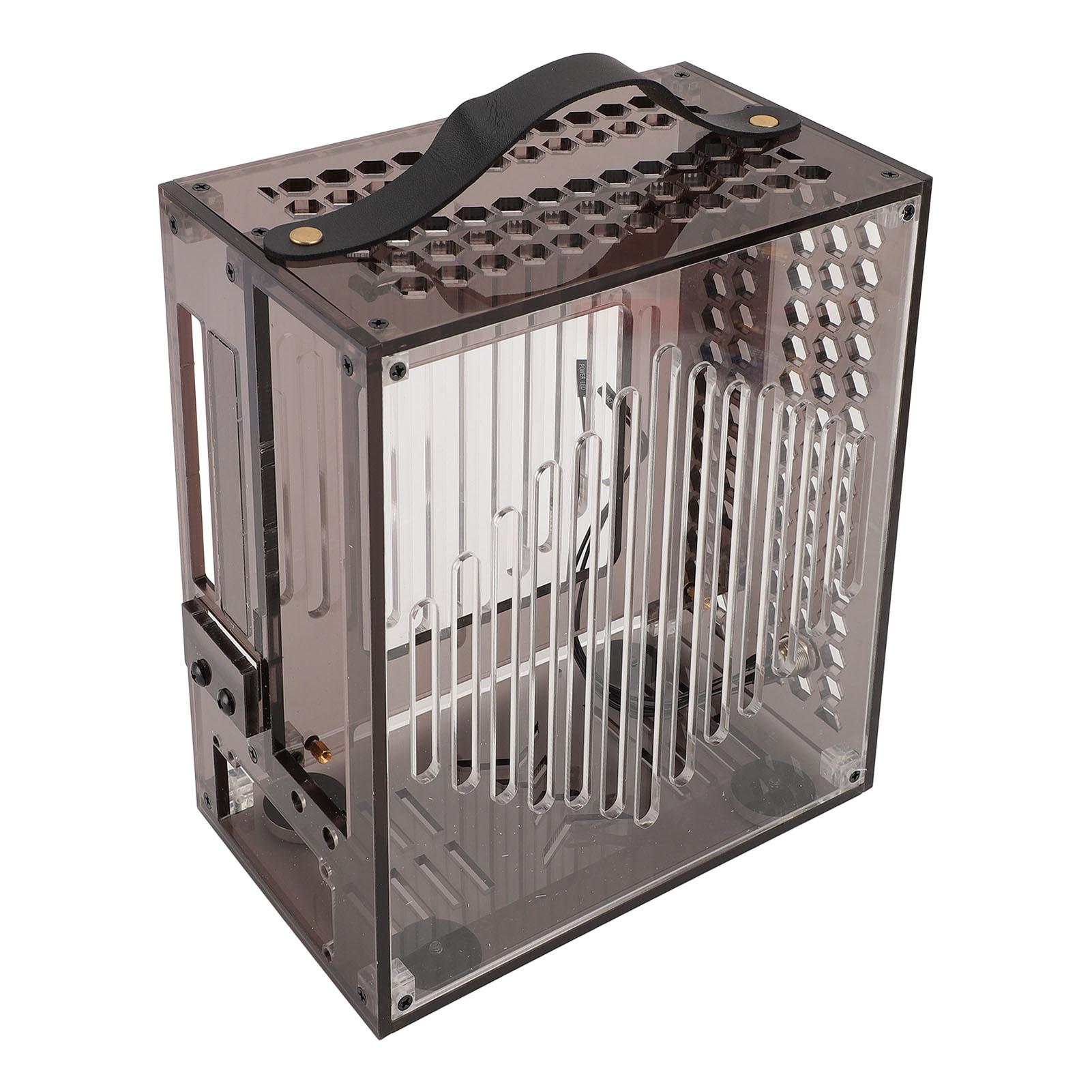 

23x20,5x12 см мініатюрний чохол для ПК ITX Прозорий чохол для ПК з аркільним покриттям Портативний корпус для настільного комп’ютера своїми руками 360 чорний