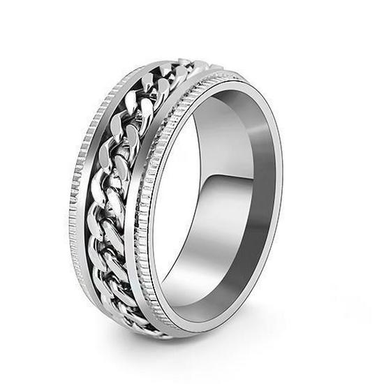 Trendy Rotatable Titanium Steel Chain Ring - Fashion Hip-Hop Couple Jewelry