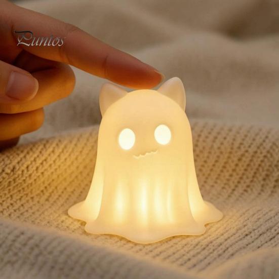 Halloween Ghost Cat Decoration 3D Printed Candle Holder, Spooky Figurine Statue for Table with Warm Light Tabletop Home Party Pla Ornament