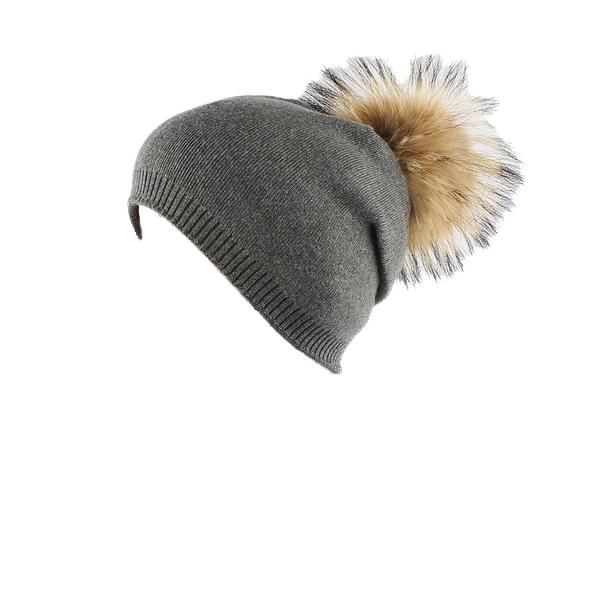 2025 Luxury Women Cable Knit Wool Acrylic Blend Pompom Hat New Detachable Raccoon Fur Character Real Rabbit Fur Pompom Knitted