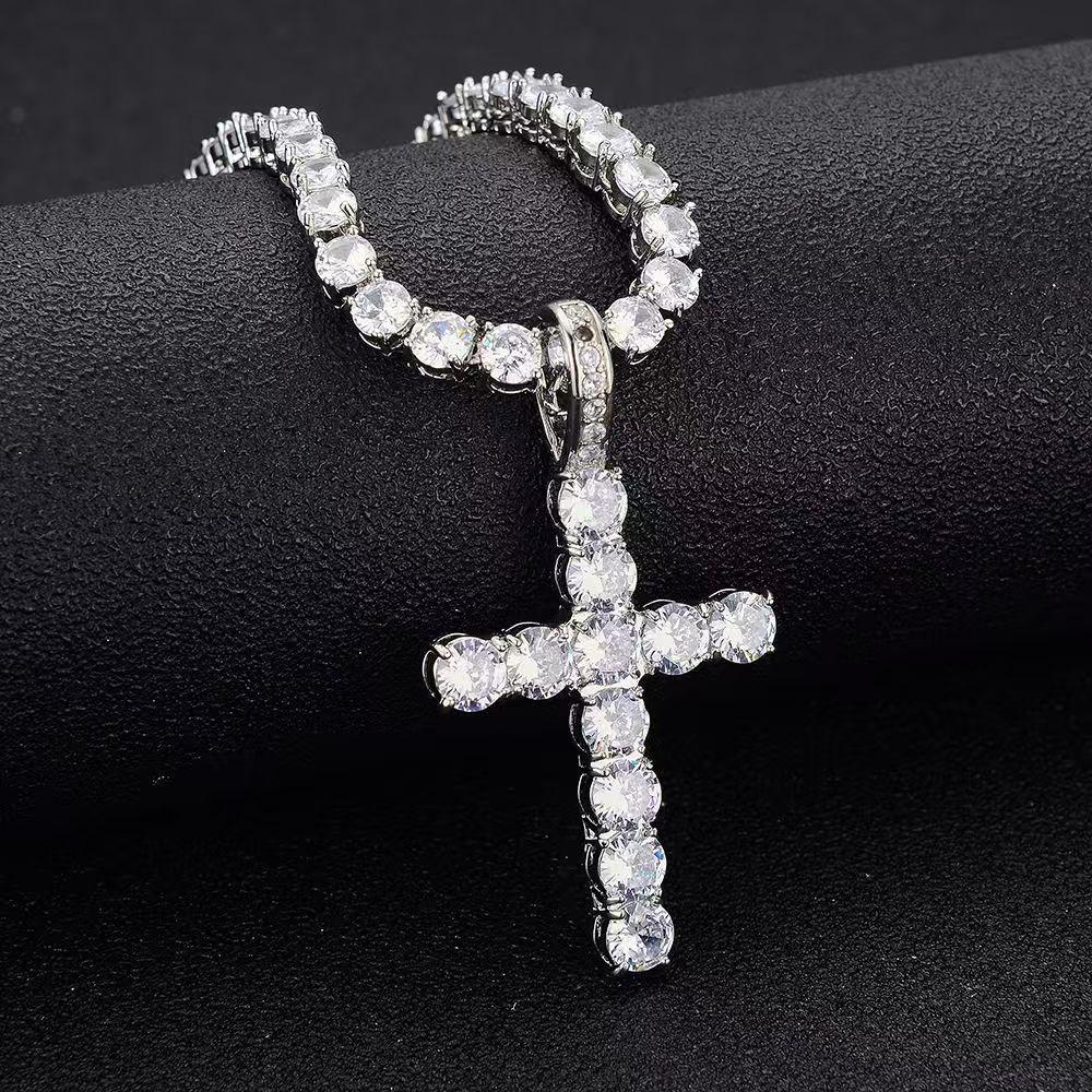 

4mm Alloy Cuban Tennis Chain Necklace: Hip Hop Layered Clavicle Jewelry with Pendant for Men