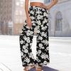 Women's Printed Wide Leg Pants With Pockets High Waist Drawstring Loose Casual Pants
