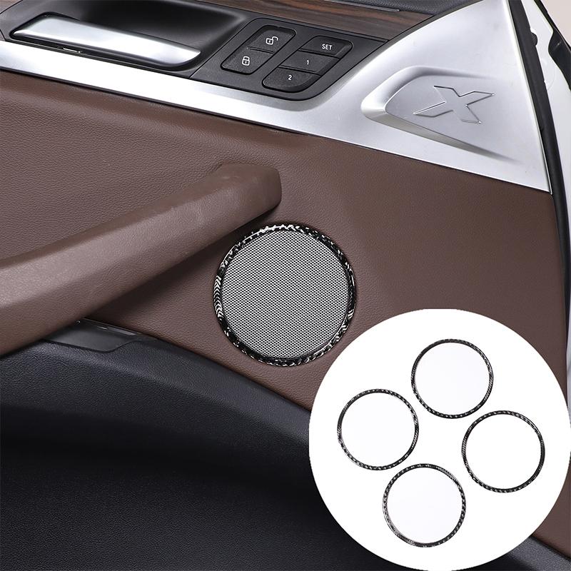 For BMW X3 G01 2018- Soft Carbon Fiber Car Inner Door Horn Trumpet Speaker Decorative Ring Trim Sticker Car Accessories