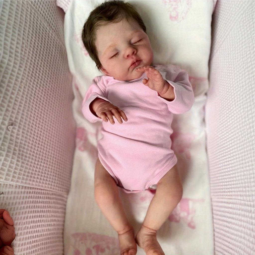 BZDOLL Cloth Body Vinyl Limbs 48 CM 3D-Paint With Visible Veins Asleep Reborn Baby Doll Toy For Girl Lifelike Collectable Doll Handmade Birthday Gift