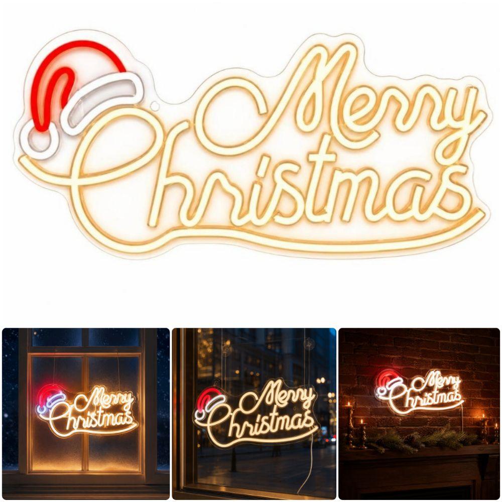 USB Plug Powered Merry Christmas Neon Sign Holiday Neon Light  Indoor Outdoor Decoration