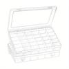 2/4pcs 36 Grids Clear Plastic Organizer Storage Box Container, Craft Storage With Adjustable Dividers For Beads, Art DIY