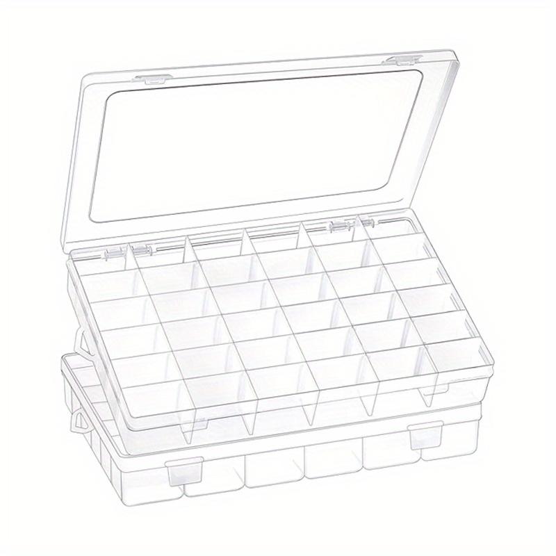 2/4pcs 36 Grids Clear Plastic Organizer Storage Box Container, Craft Storage With Adjustable Dividers For Beads, Art DIY