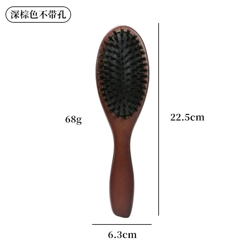 Boar Bristle Hair Brush Natural Beech Comb Hairbrush for Curly Thick Long Dry Wet Hair Detangler Massage Brushes Women Sandalwoo