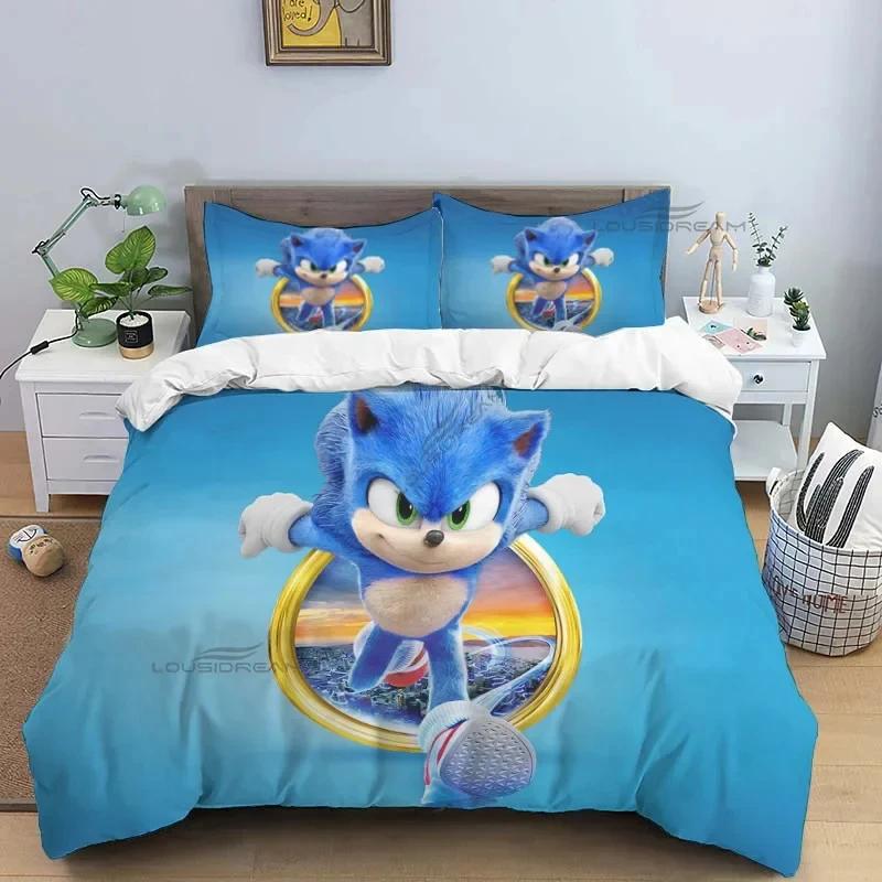 3D Cartoon Game Hedgehog Comforter Bedding Set,Duvet Cover Bed Set Quilt Cover Pillowcase,King Queen Size Bedding Set