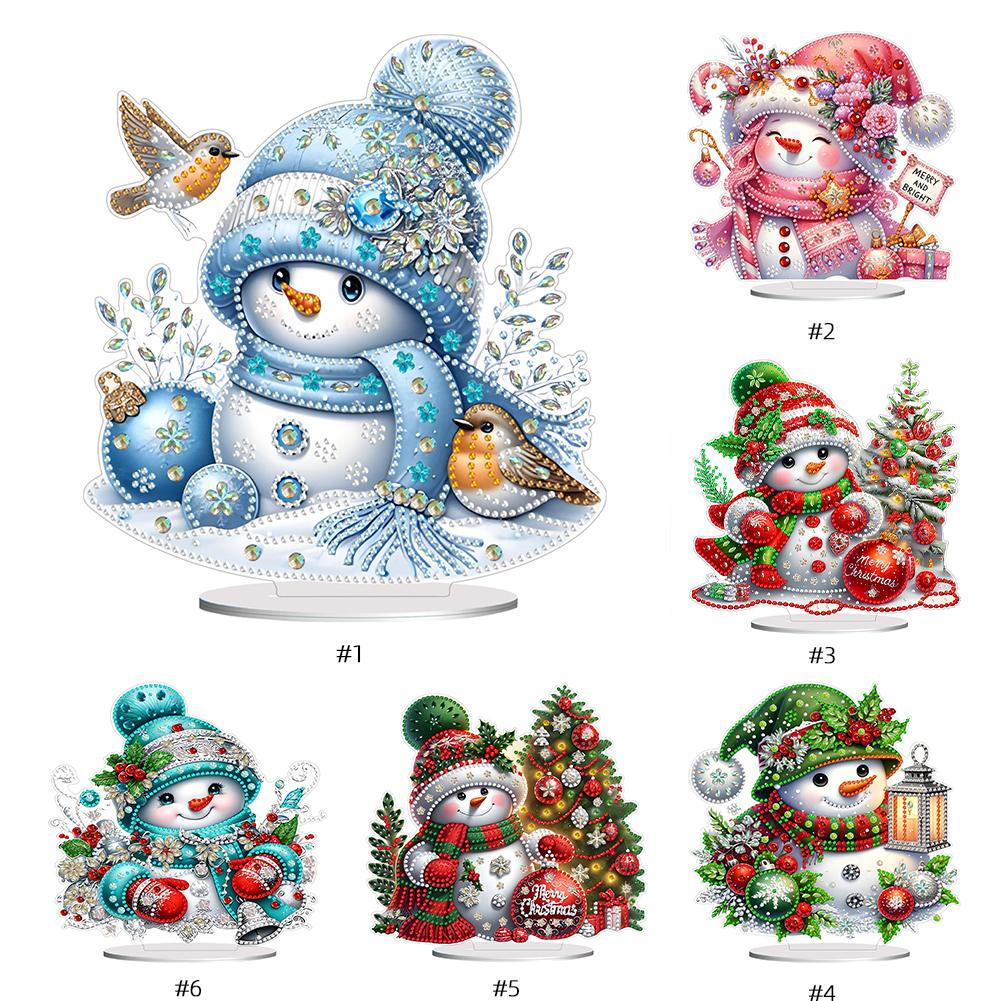 Christmas Snowman Table Top Diamond Painting Ornament Kits Cute Diamond Painting Desktop Ornaments Kit for Adults Beginner