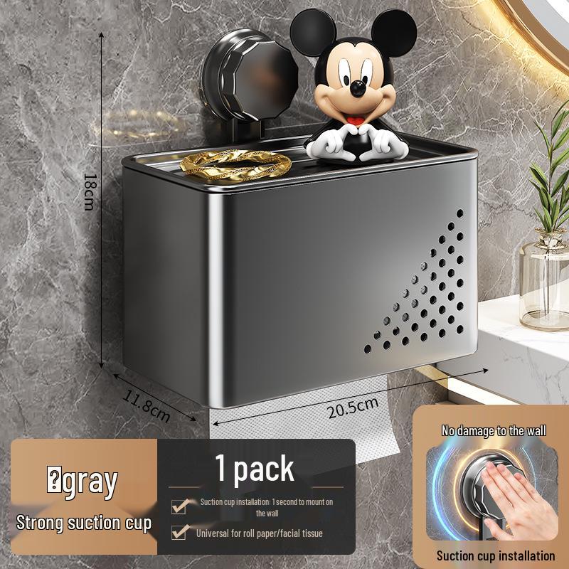 Punch-Free Wall-Mounted Waterproof Toilet Paper Holder with Storage Rack