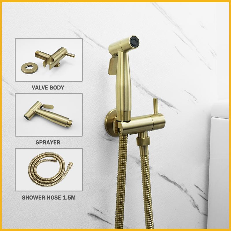 Toilet Mate Bathroom Bidet Shower Head Wall Mounted Black Copper Angle Valve Handheld Spray Gun Faucet Bathroom Accessories