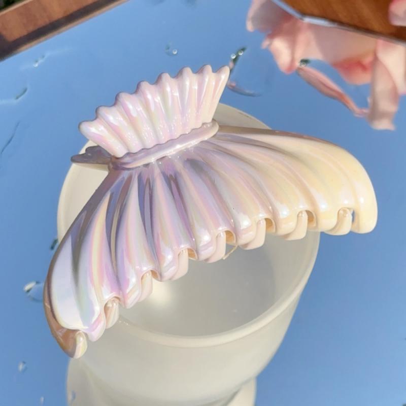 

Cute Jelly Color Bow Fishtail Hair Claw Summer Gradient Electroplating Color Design Shark Clamp Hair Clips Hair Accessories