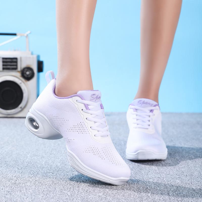 Scarpe da Ballo Moderne Donna con Ammortizzazione ad Aria Rete Traspirante Scarpe da Jazz con Lacci Sneakers Casual da Donna Ammortizzanti
