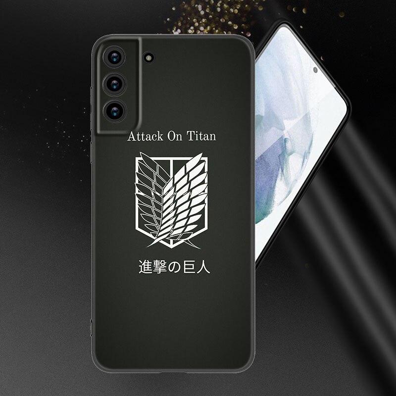 Anime Attack On Titan Handyhülle für Samsung Galaxy S20 S21 FE S22 Ultra S10 Lite S10E S9 S8 Plus S7 Edge Weiche TPU Schwarze Hülle