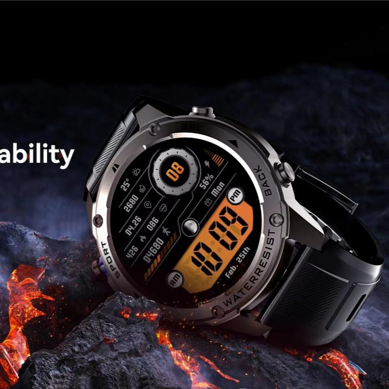 DM56 1.43-inch AMOLED screen GPS smartwatch for Men BT call Height Compass Android Fitness Tracker Bracelet iOS Remote