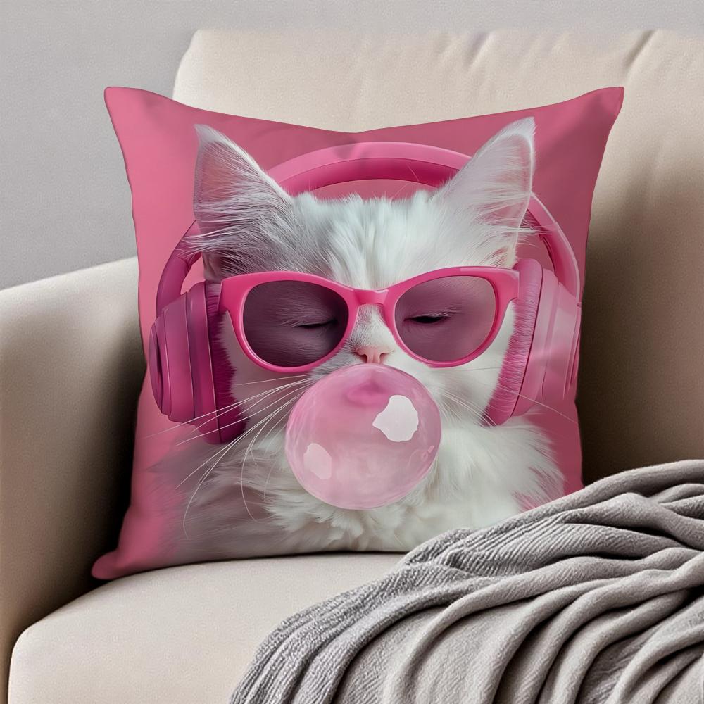 

Vibrant Animal Bubble Fashion Tiger Cushion Cover Pillowcase Antidustmite Invisible Zipper Short Plush Sofa Cushion 40x40cm