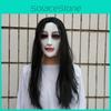 Female Latex Ghost Mask With Long Hair Design For Halloween And House Haunted
