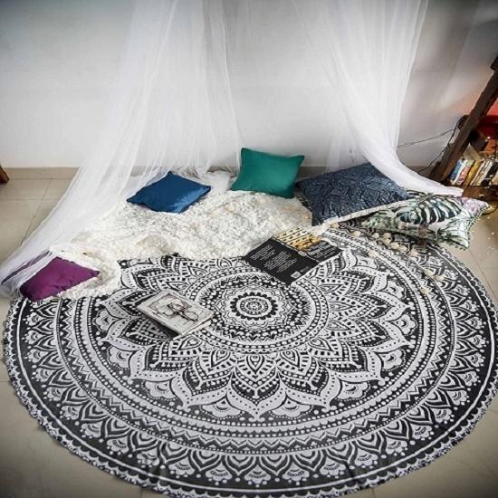 Indian Round Table Cover Bohemia Indian Mandala Table Cloth Fabric Peacock Father Tablecloth Mediterranean Style Kitchen Round TableCloth Boho