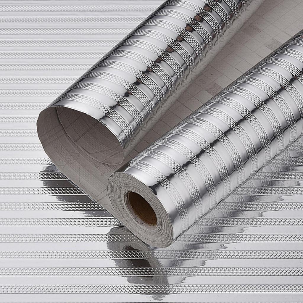 Aluminiumfolie Papier Küche Ölbeständige Folie Herd Wasserdicht Feuchtigkeitsbeständig Selbstklebende Tapete Arbeitsplatte Schrank Renovierung Fliesenaufkleber