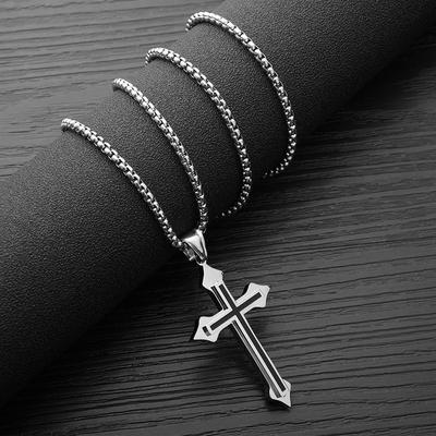 Hip Hop Personalidade Genuína Simples Aço Titânio Aço Inoxidável Cruz Colar Masculino Jóias Pingente Feminino