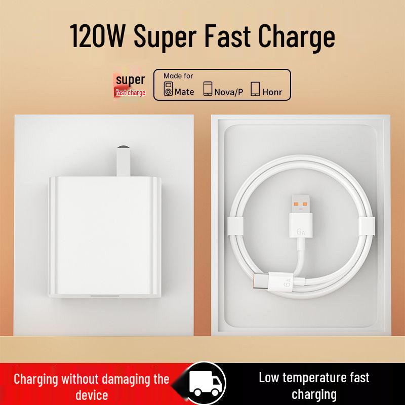 120W Super Fast Charging Huawei & Honor Compatible Data Cable and 66W Original Charger Set