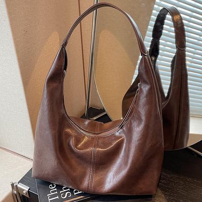 High-value Casual Commuter Tote Bag Women's 2025 Autumn New Large-capacity Simple Soft Leather Shoulder Messenger Bag
