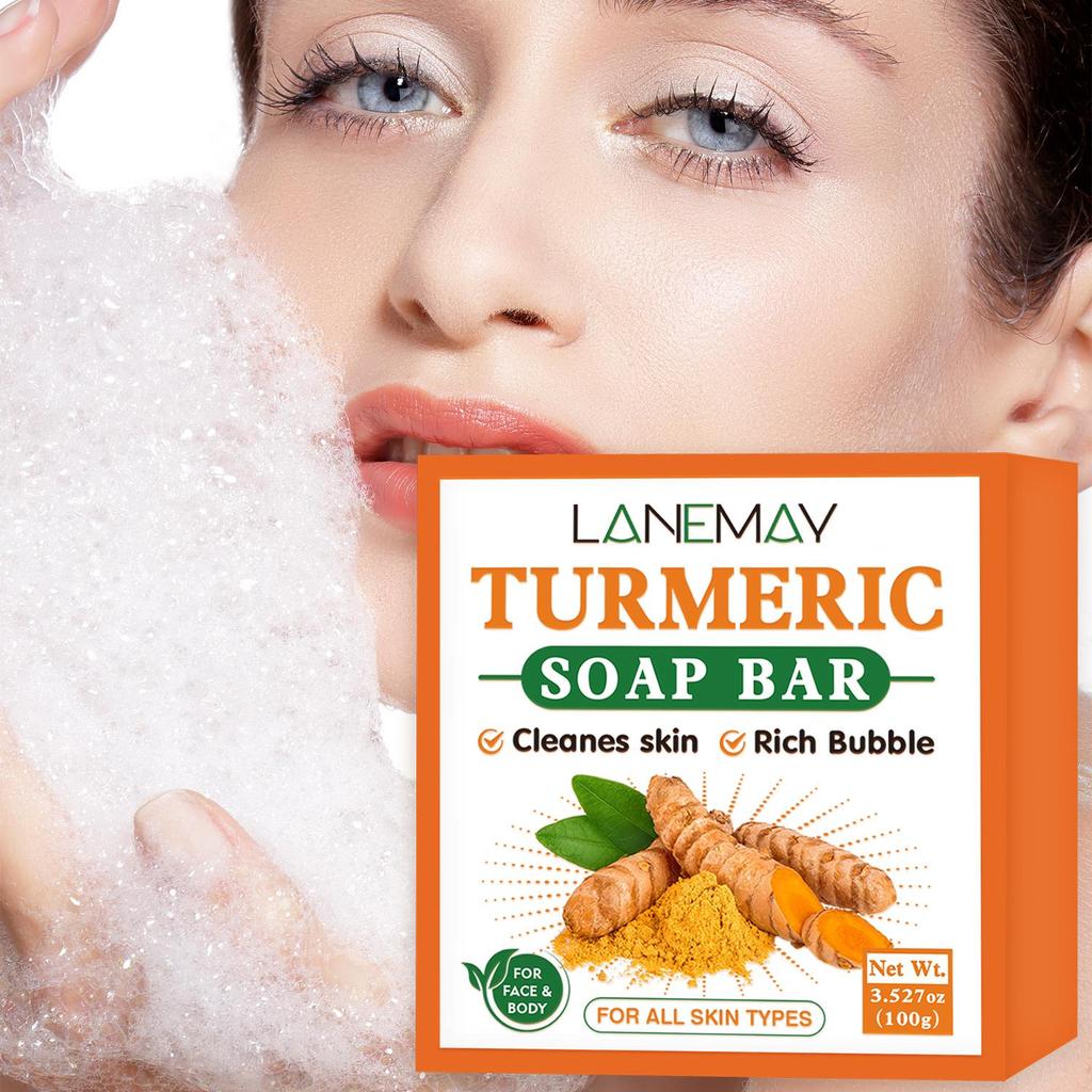 Turmeric Soap Bar 100g - Deep Cleaning and Moisturizing Skin, Remove Dirt & Oil, Maintain Smooth Skin & Improve Skin Texture