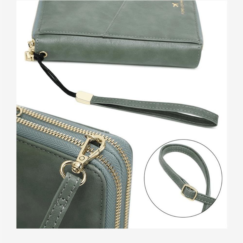 New RFID Anti-theft Passport Bag, Multi-functional Storage ID Bag, Long Double Zipper Messenger Passport Bag.