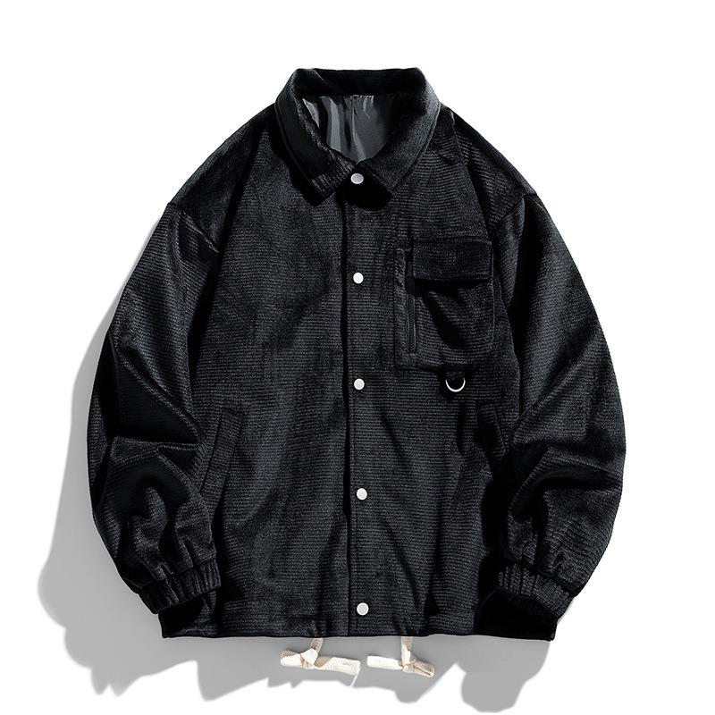 Autunno Inverno Abbigliamento da Lavoro Giacca di Velluto a Coste da Uomo Cappotto Elegante con Revers Maschile Casual Vintage Monopetto Cappotti Caldi Giacca