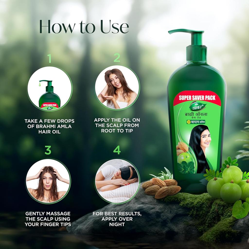 Dabur Brahmi Amla Hair Oil 600ml | Nourishing Hair Growth Oil With Almond Oil & Vitamin E | Strengthens Roots, Reduces Hair Fall & Enhances Shine