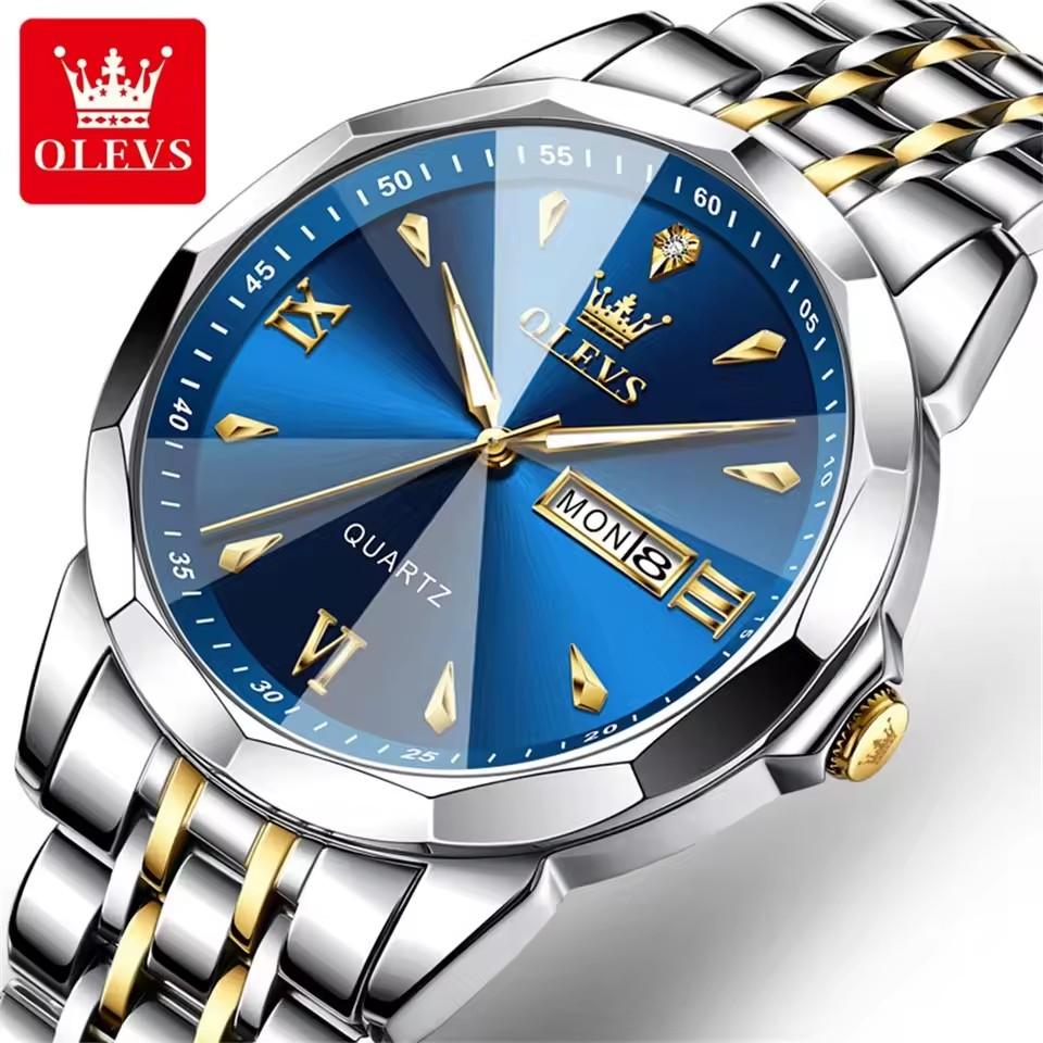 Hot Sale OLEVS 9998 New Quartz Watch for Men Steel Rhombus Design Fashion Business Wristwatch Men's Waterproof Watches 2025