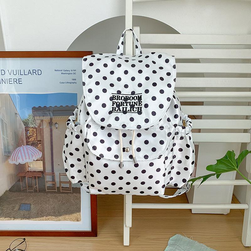 Schoolbag Internet Celebrity Girl Wind Polka Dot Backpack Female Korean Ins Niche Large Capacity Nylon Bag Travel Backpack