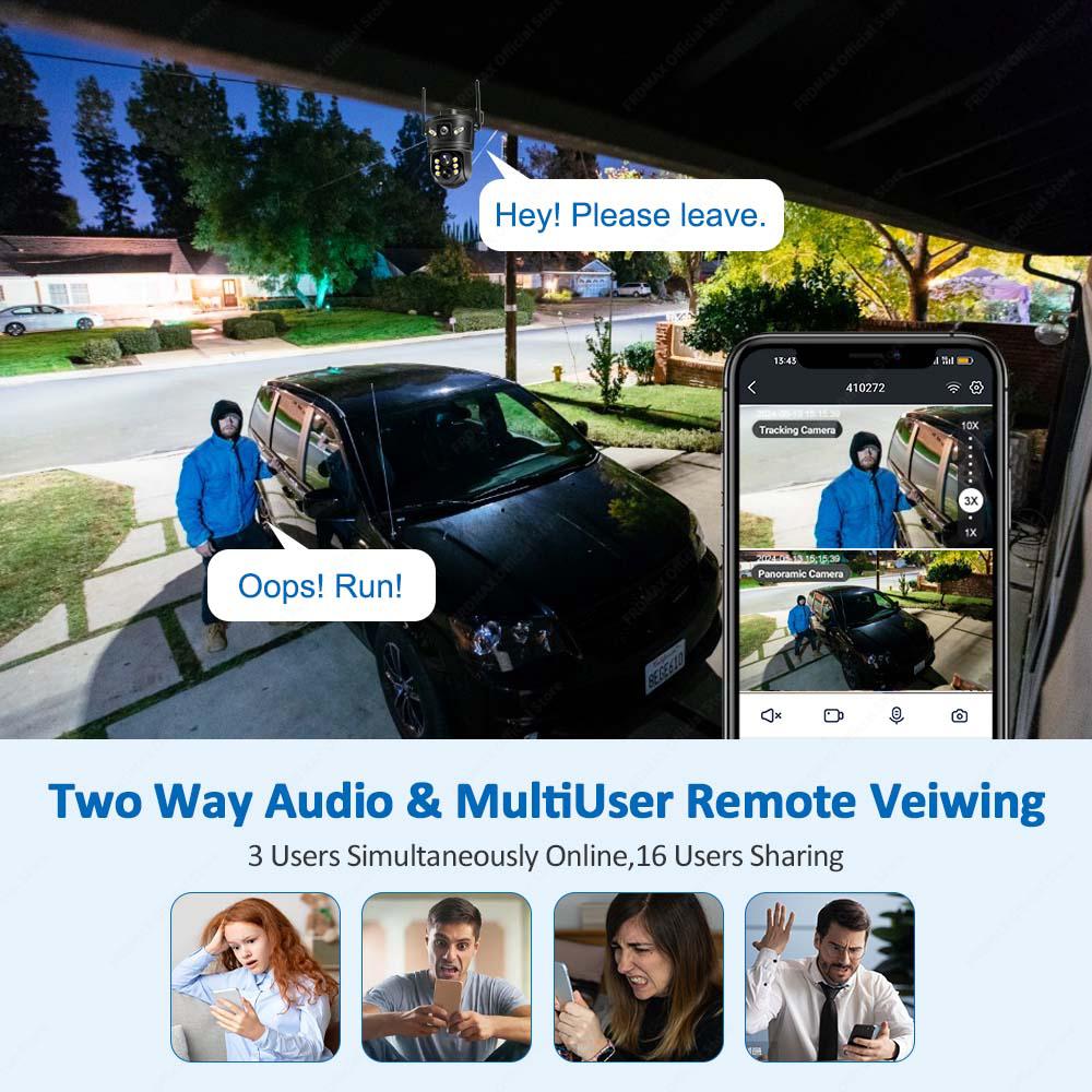 12MP 6K WiFi IP 10X Zoom Three Lens Outdoor PTZ Camera Auto Tracking 4K Video Surveillance Security Protection