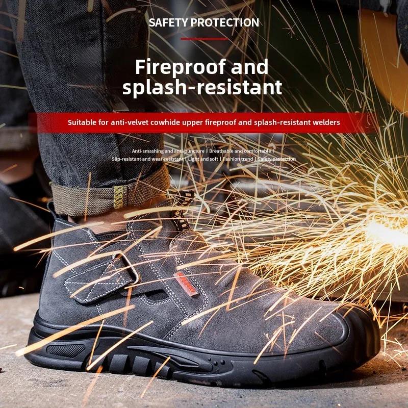 Steel Toe Safety Shoes for Men Anti Slip and Wear-resistant Work Shoes Protective Electric Welding Shoes for Men Cowhide Boots46