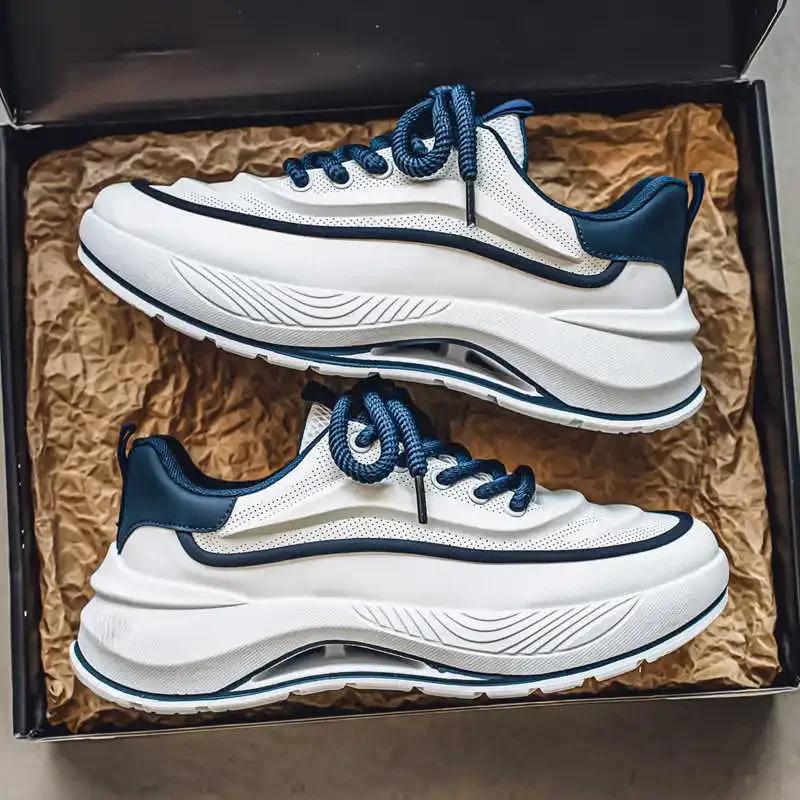 

Synthetic Leather Thick Heeled White Shose Mens Vulcanize Novelty Sports Shoes Men s Sneakers Industrial Sewing 44 чорний